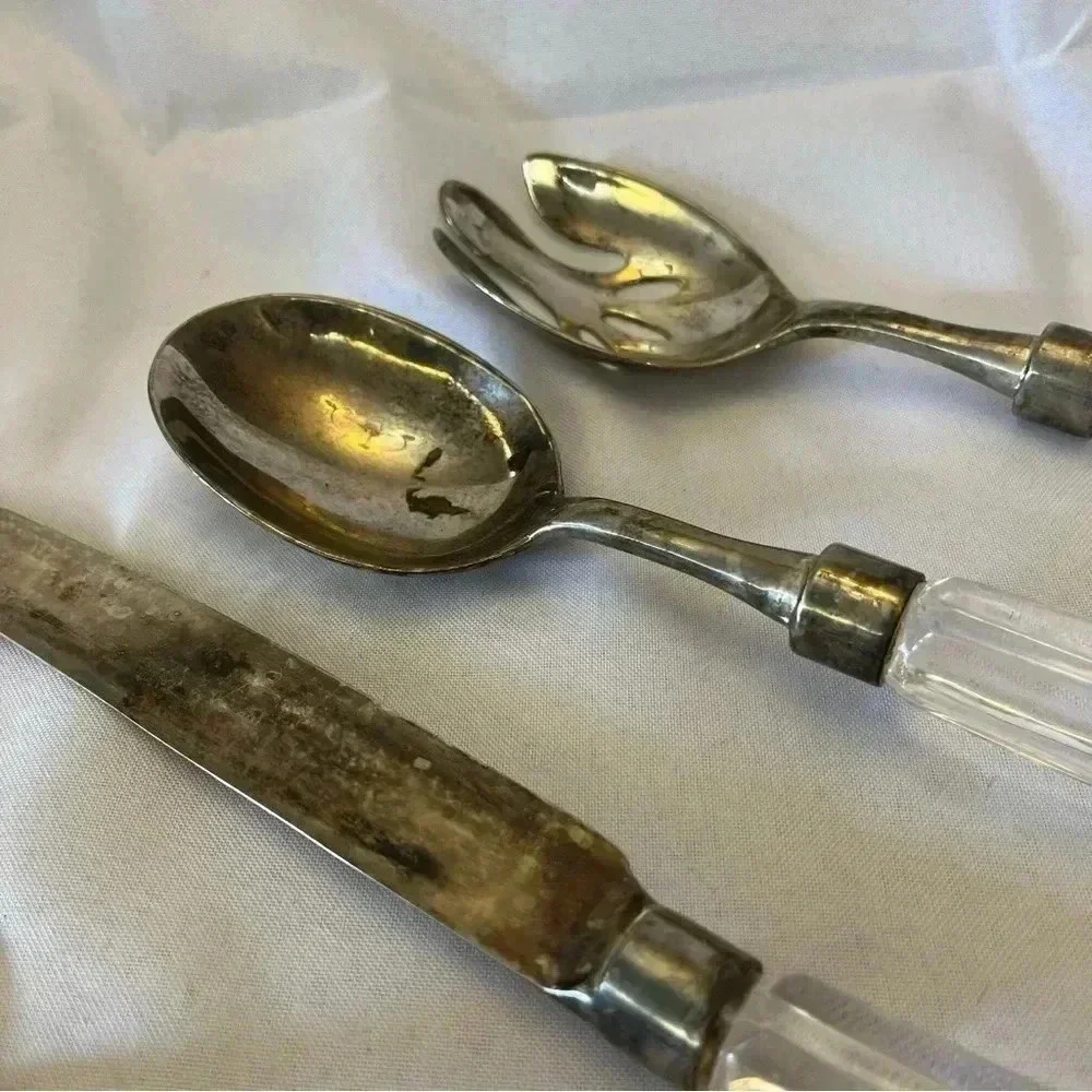 VINTAGE Christina Godinger Large Silver Plated Serving Utensil Set